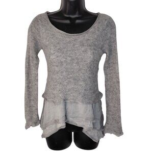 Anthropologie Long Sleeve Gray Wool Alpaca Nylon Blend Tunic Sweater L